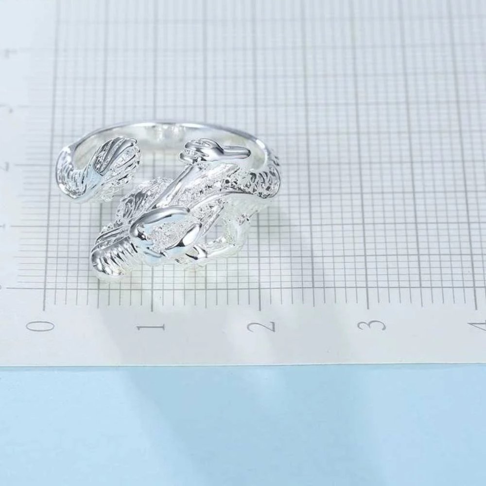 925 Sterling Silver Dragon Ring Open Knuckle Rings for Women Adjustable Retro - Picture 7 of 7